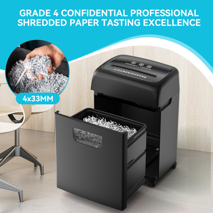 C281P Heavy Duty Electric Office Shredder 20L 18 Sheets Cross Cut Paper Shredder Untuk Kartu P-4 Dengan Pull-Out Bin 1